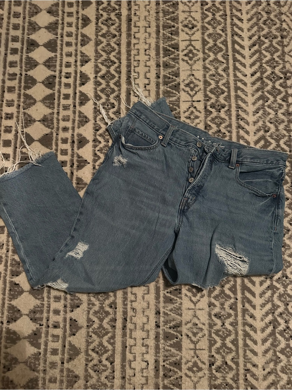 Old Navy High Rise Slouchy Straight Distressed Women's Blue Jeans